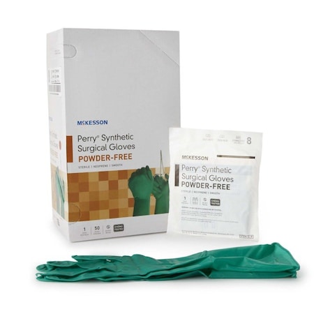 Mckesson Disposable Gloves, 7.9 mil Palm, Polychloroprene, Powder-Free, 8, 50 PK, Green 20-2580N